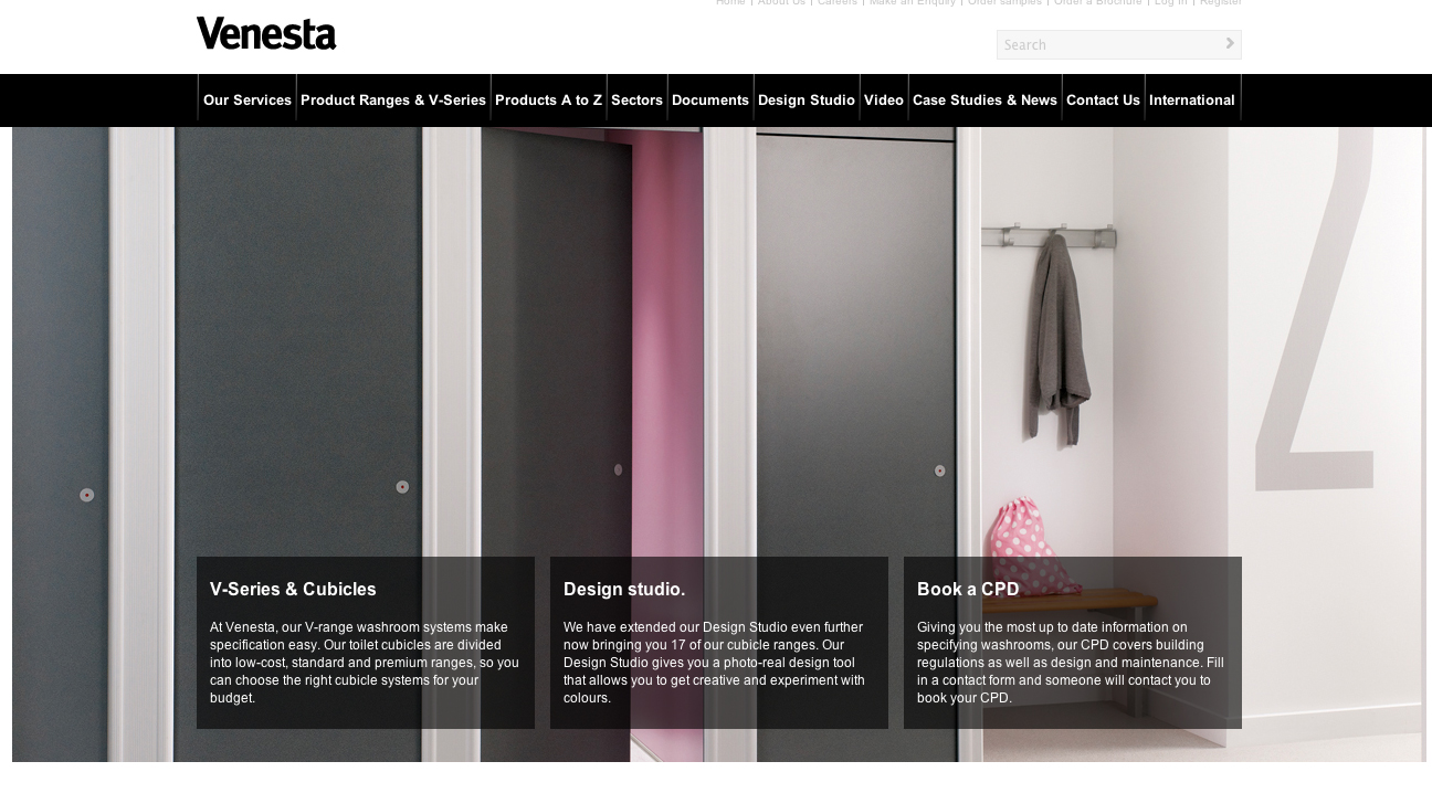 Venesta's Brand image demonstrated by their website