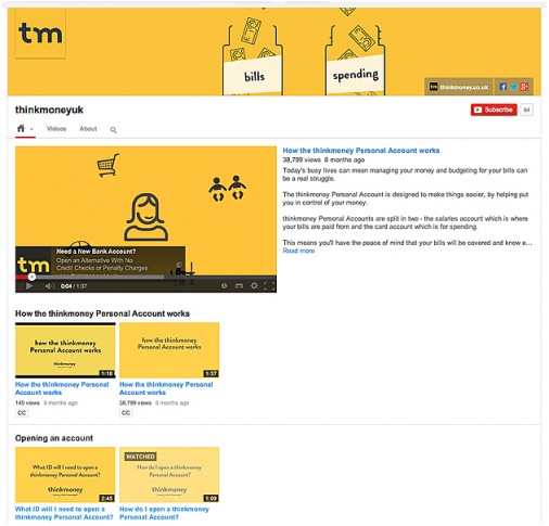 thinkmoney's comprehensive web video offering on their YouTube channel