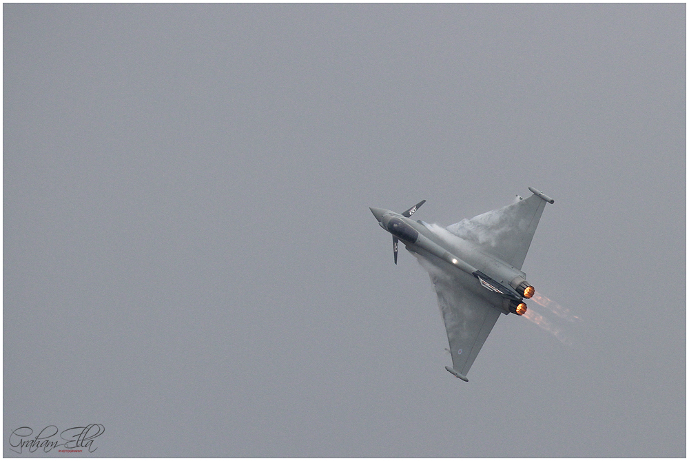 Flt Lt Noel Rees bank round in an RAF Typhoon